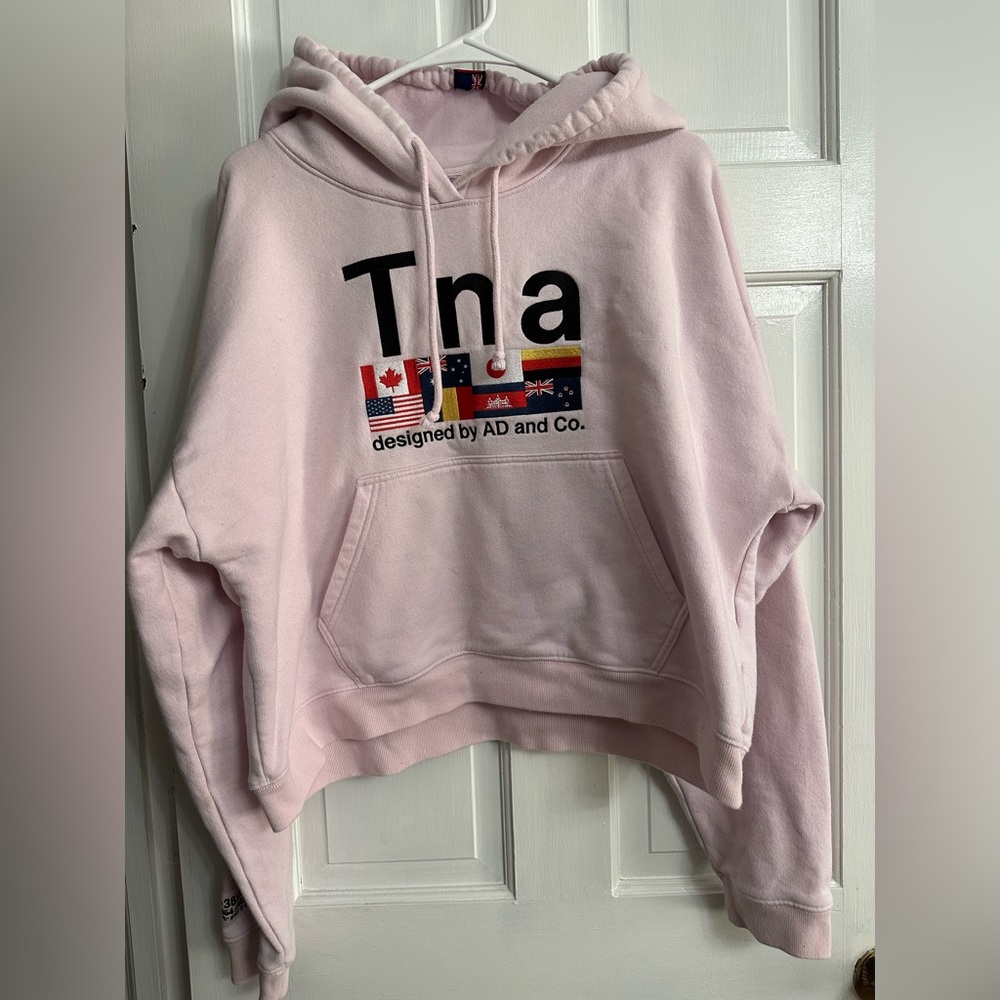 Aritzia | T.N.A | Cropped Hoodie , Size L , Light Pink